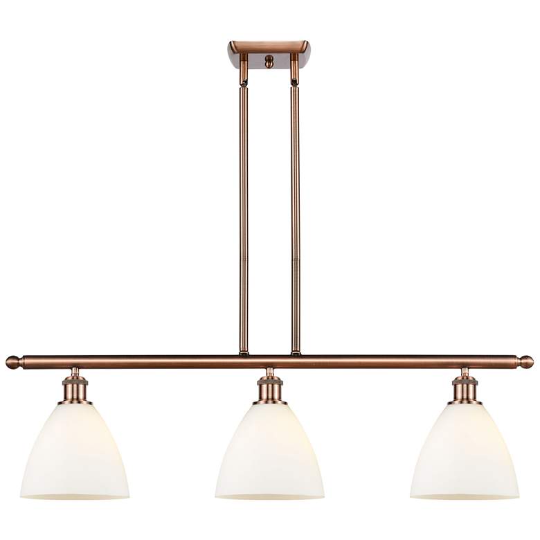 Image 1 Bristol Glass 7.5" 3 Light 36" LED Island Light - Copper - White