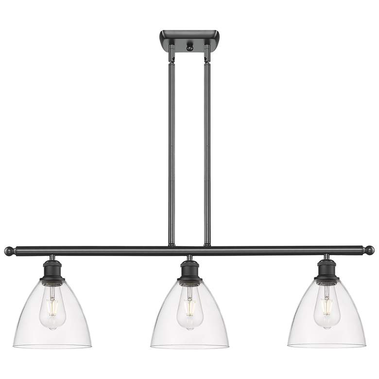 Image 1 Bristol Glass 7.5" 3 Light 36" LED Island Light - Matte Black -