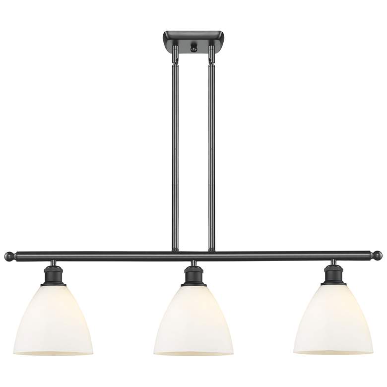 Image 1 Bristol Glass 7.5" 3 Light 36" LED Island Light - Matte Black -