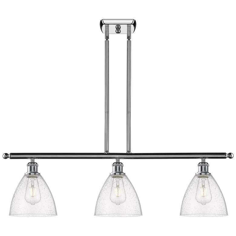 Image 1 Bristol Glass 7.5" 3 Light 36" LED Island Light - Polished Chrome