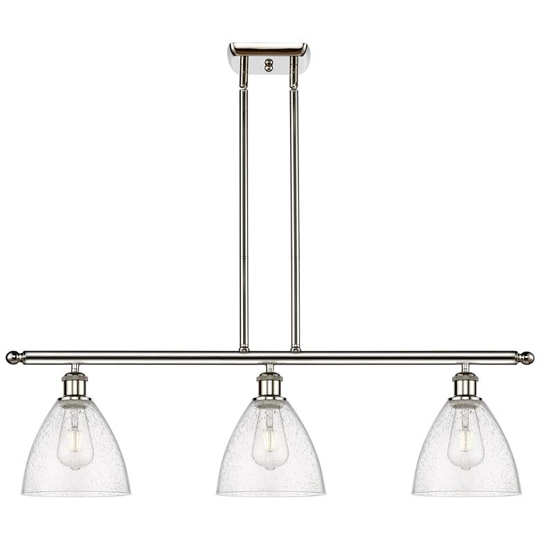Image 1 Bristol Glass 7.5" 3 Light 36" LED Island Light - Polished Nickel