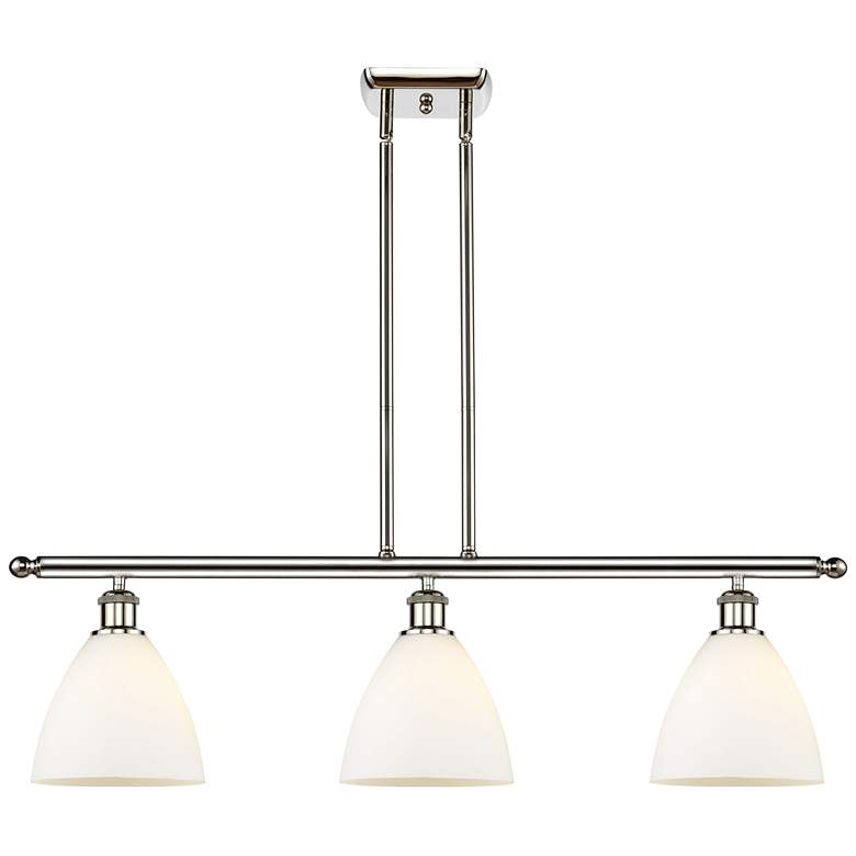 Image 1 Bristol Glass 7.5" 3 Light 36" LED Island Light - Polished Nickel