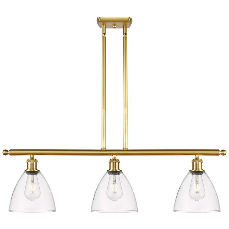 Image 1 Bristol Glass 7.5" 3 Light 36" LED Island Light - Satin Gold - C