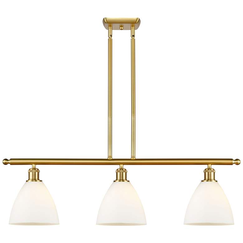 Image 1 Bristol Glass 7.5" 3 Light 36" LED Island Light - Satin Gold - M