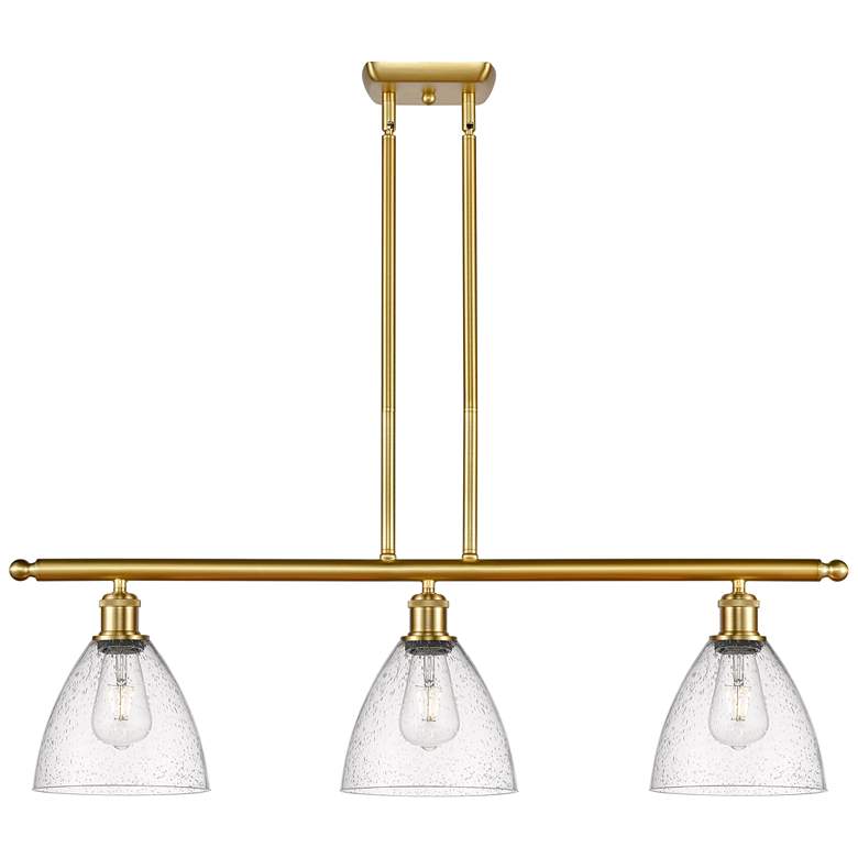 Image 1 Bristol Glass 7.5" 3 Light 36" LED Island Light - Satin Gold - S