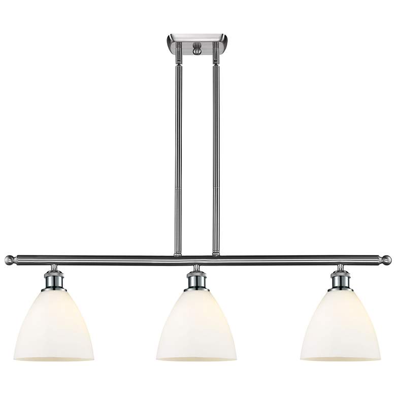Image 1 Bristol Glass 7.5" 3 Light 36" LED Island Light - Satin Nickel -