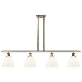 Image1 of Bristol Glass 7.5" 4 Light 48" Island Light - Antique Brass - Ma
