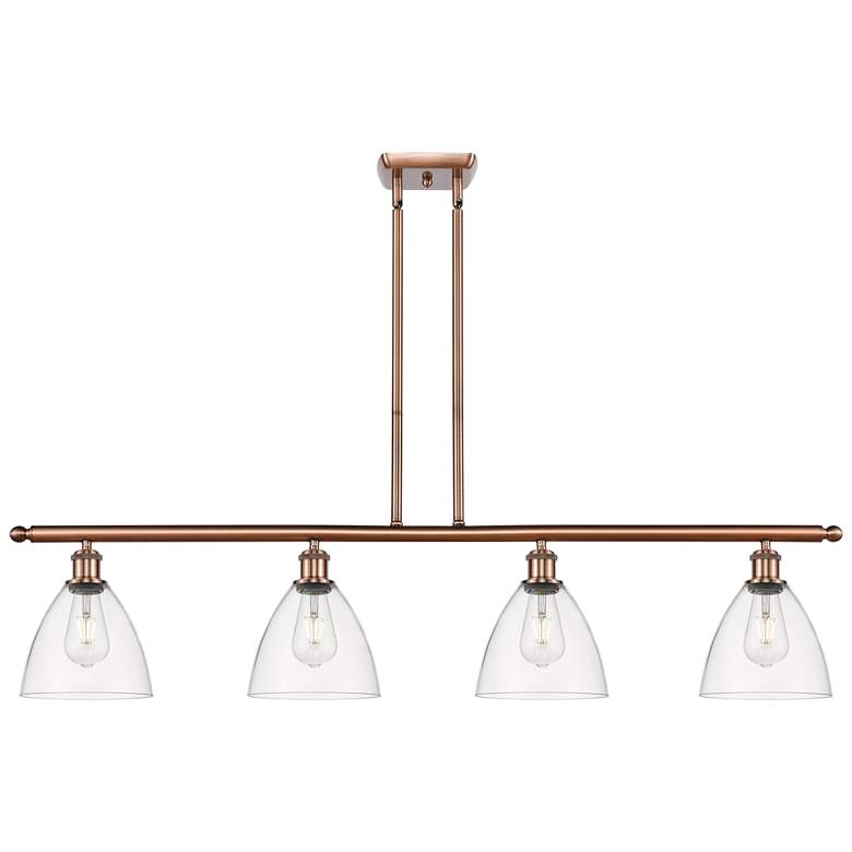 Image 1 Bristol Glass 7.5" 4 Light 48" Island Light - Antique Copper - C