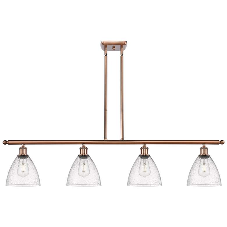 Image 1 Bristol Glass 7.5" 4 Light 48" Island Light - Antique Copper - S