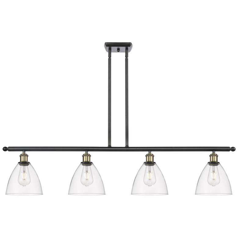 Image 1 Bristol Glass 7.5" 4 Light 48" Island Light - Black Antique Brass