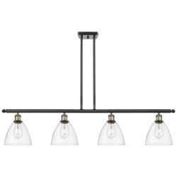 Bristol Glass 7.5" 4 Light 48" Island Light - Black Antique Brass