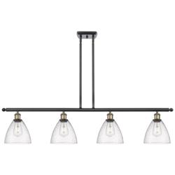 Bristol Glass 7.5" 4 Light 48" Island Light - Black Antique Brass