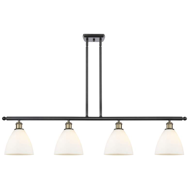 Image 1 Bristol Glass 7.5" 4 Light 48" Island Light - Black Brass - Whit
