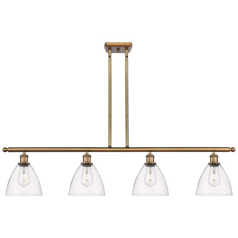 Image 1 Bristol Glass 7.5" 4 Light 48" Island Light - Brushed Brass - Cl