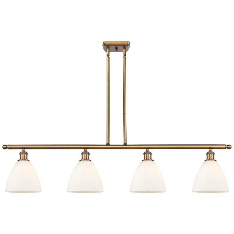 Image 1 Bristol Glass 7.5" 4 Light 48" Island Light - Brushed Brass - Ma