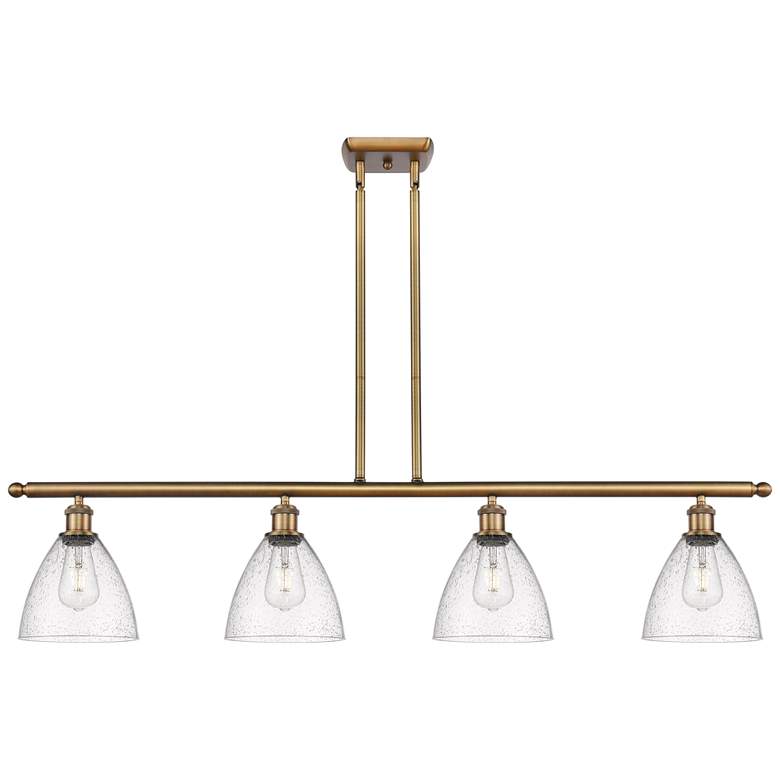 Image 1 Bristol Glass 7.5" 4 Light 48" Island Light - Brushed Brass - Se
