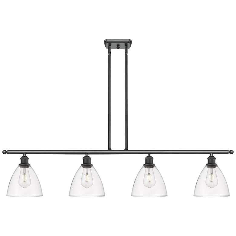 Image 1 Bristol Glass 7.5" 4 Light 48" Island Light - Matte Black - Clea