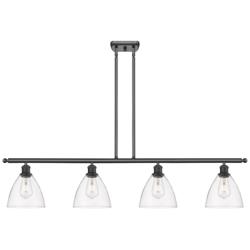 Bristol Glass 7.5" 4 Light 48" Island Light - Matte Black  - Clea
