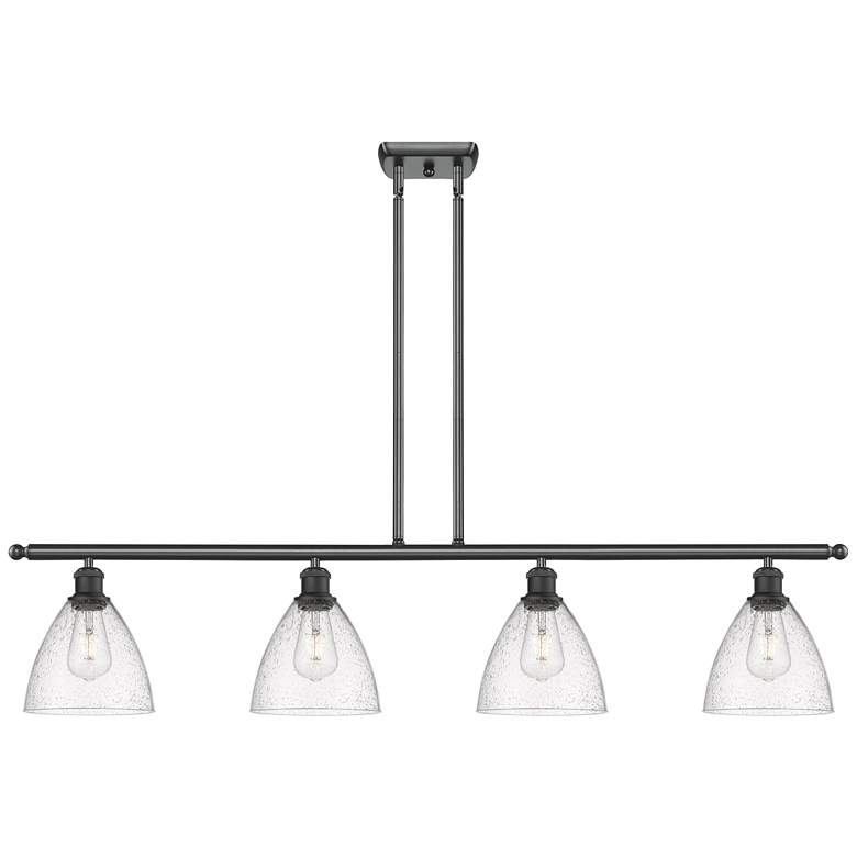 Image 1 Bristol Glass 7.5" 4 Light 48" Island Light - Matte Black - Seed