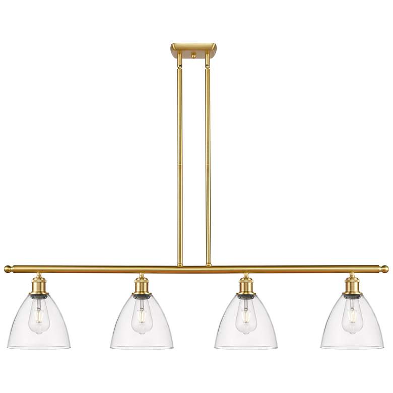 Image 1 Bristol Glass 7.5 inch 4 Light 48 inch Island Light - Satin Gold  - Clear