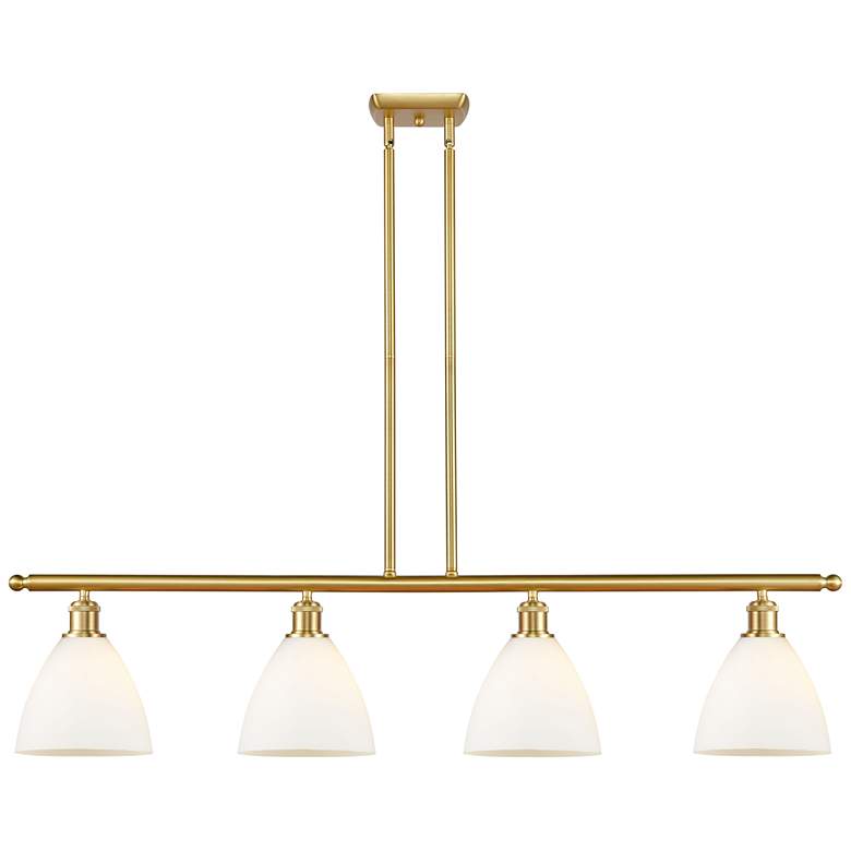 Image 1 Bristol Glass 7.5 inch 4 Light 48 inch Island Light - Satin Gold  - Matte