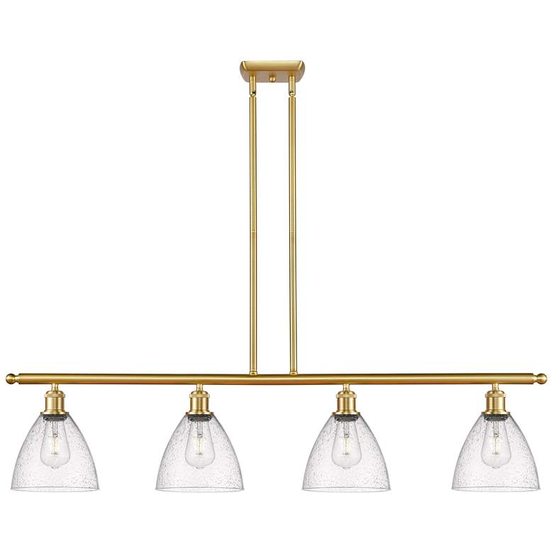 Image 1 Bristol Glass 7.5" 4 Light 48" Island Light - Satin Gold - Seedy
