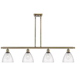 Bristol Glass 7.5" 4 Light 48" LED Island Light - Antique Brass