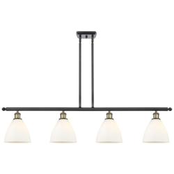 Bristol Glass 7.5" 4 Light 48" LED Island Light - Black Brass  -