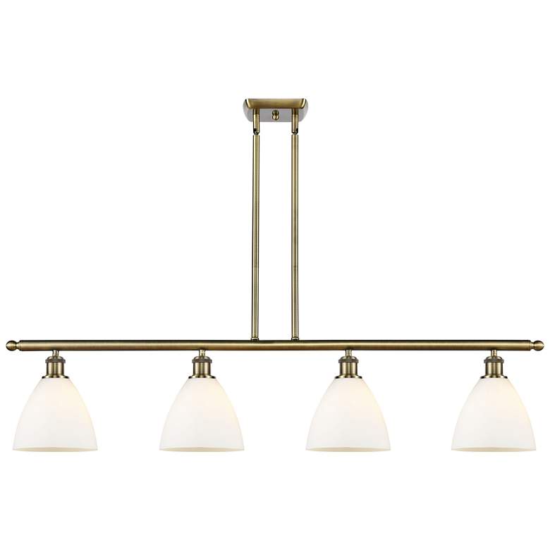 Image 1 Bristol Glass 7.5" 4 Light 48" LED Island Light - Brass - White