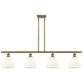 Bristol Glass 7.5" 4 Light 48" LED Island Light - Brass  - White Bristol Glass 7.5" 4 Light 48" LED Island Light - Brass  - White