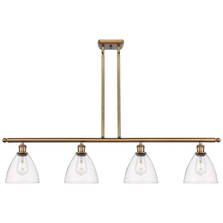 Image 1 Bristol Glass 7.5 inch 4 Light 48 inch LED Island Light - Brushed Brass  