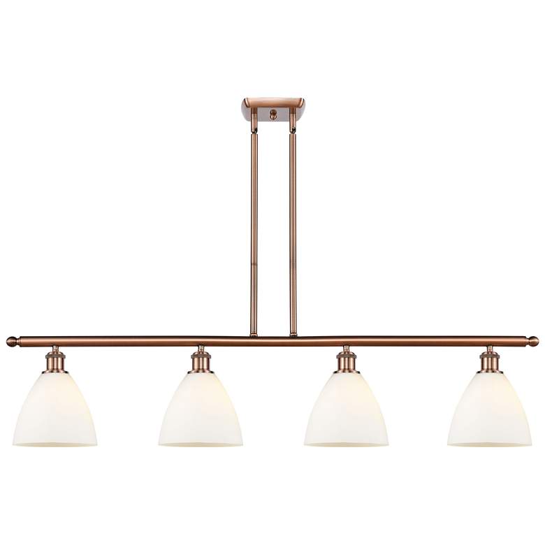 Image 1 Bristol Glass 7.5" 4 Light 48" LED Island Light - Copper - White