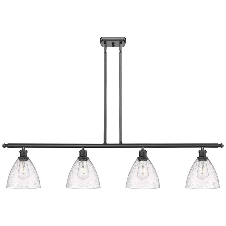 Image 1 Bristol Glass 7.5 inch 4 Light 48 inch LED Island Light - Matte Black  - 