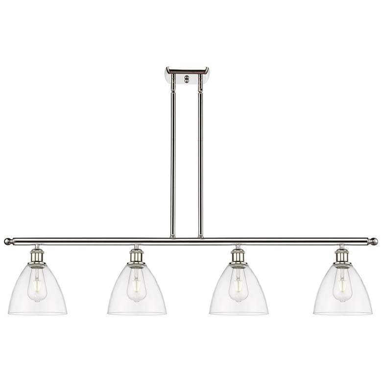 Image 1 Bristol Glass 7.5" 4 Light 48" LED Island Light - Polished Nickel