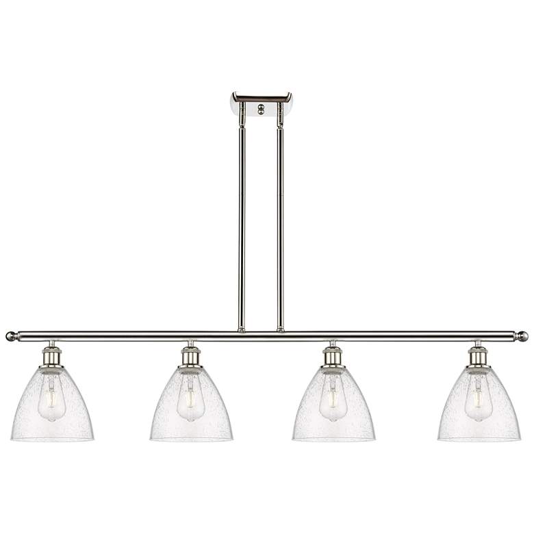 Image 1 Bristol Glass 7.5" 4 Light 48" LED Island Light - Polished Nickel