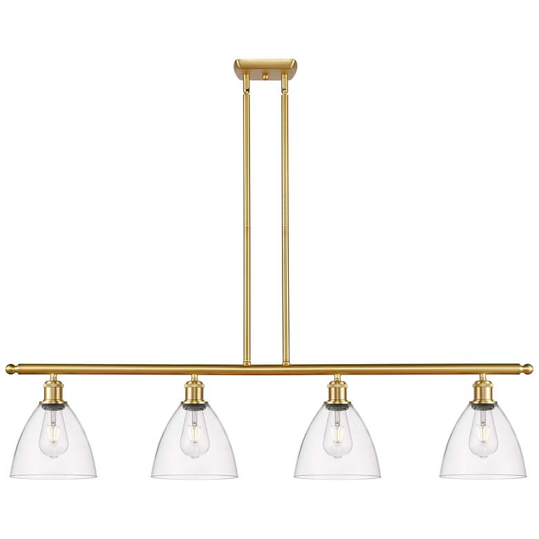 Image 1 Bristol Glass 7.5" 4 Light 48" LED Island Light - Satin Gold - C