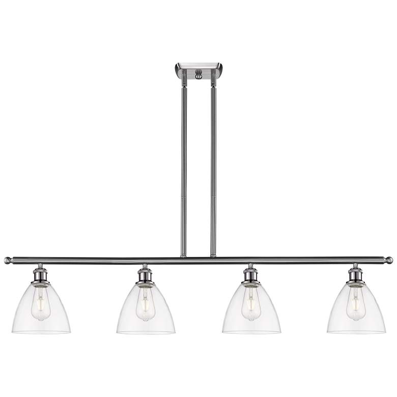 Image 1 Bristol Glass 7.5" 4 Light 48" LED Island Light - Satin Nickel -