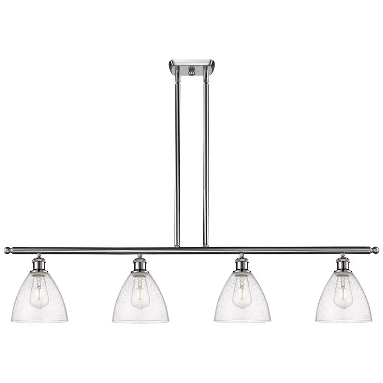 Image 1 Bristol Glass 7.5" 4 Light 48" LED Island Light - Satin Nickel -