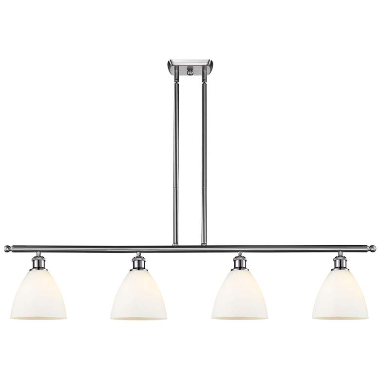 Image 1 Bristol Glass 7.5" 4 Light 48" LED Island Light - Satin Nickel -