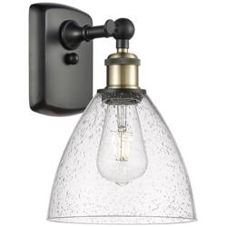 Bristol Glass 7.5" 8" Incandescent Sconce - Black Brass - Seedy S