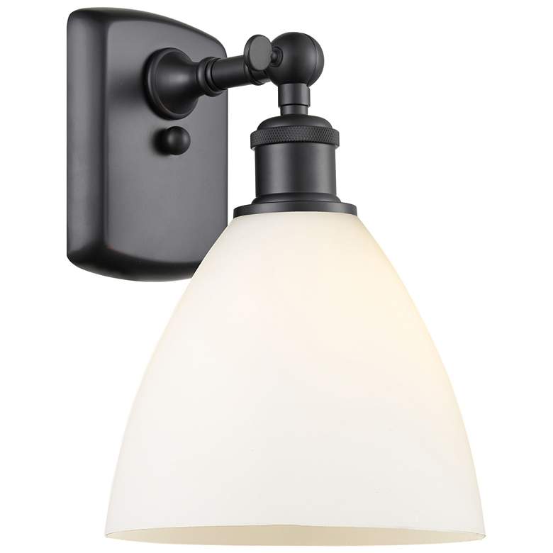 Image 1 Bristol Glass 7.5" 8" Incandescent Sconce - Black Finish - White