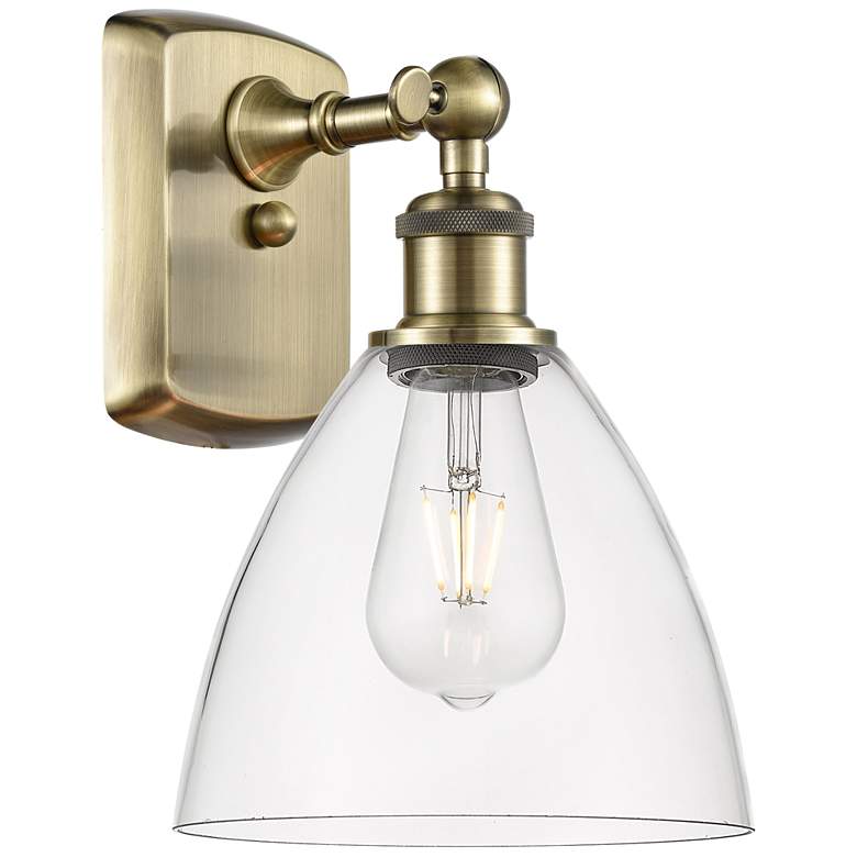 Image 1 Bristol Glass 7.5" 8" Incandescent Sconce - Brass Finish - Clear 