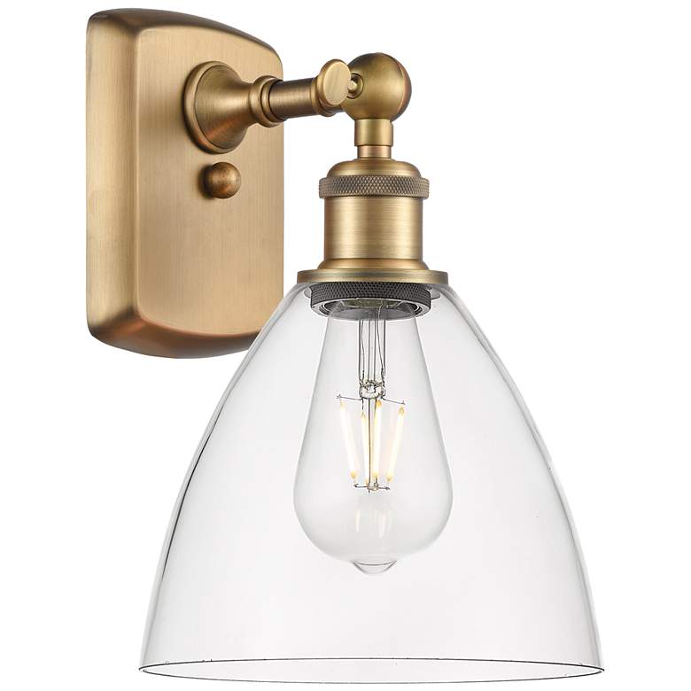 Image 1 Bristol Glass 7.5" 8" Incandescent Sconce - Brass Finish - Clear 