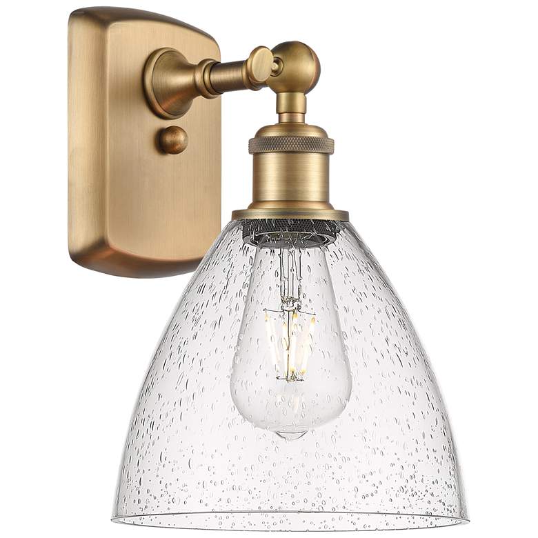 Image 1 Bristol Glass 7.5" 8" Incandescent Sconce - Brass Finish - Seedy