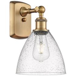 Bristol Glass 7.5" 8" Incandescent Sconce - Brass Finish - Seedy