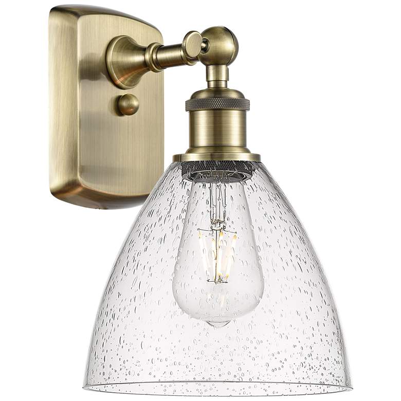 Image 1 Bristol Glass 7.5" 8" Incandescent Sconce - Brass Finish - Seedy