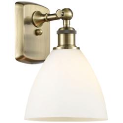 Bristol Glass 7.5" 8" Incandescent Sconce - Brass Finish - White