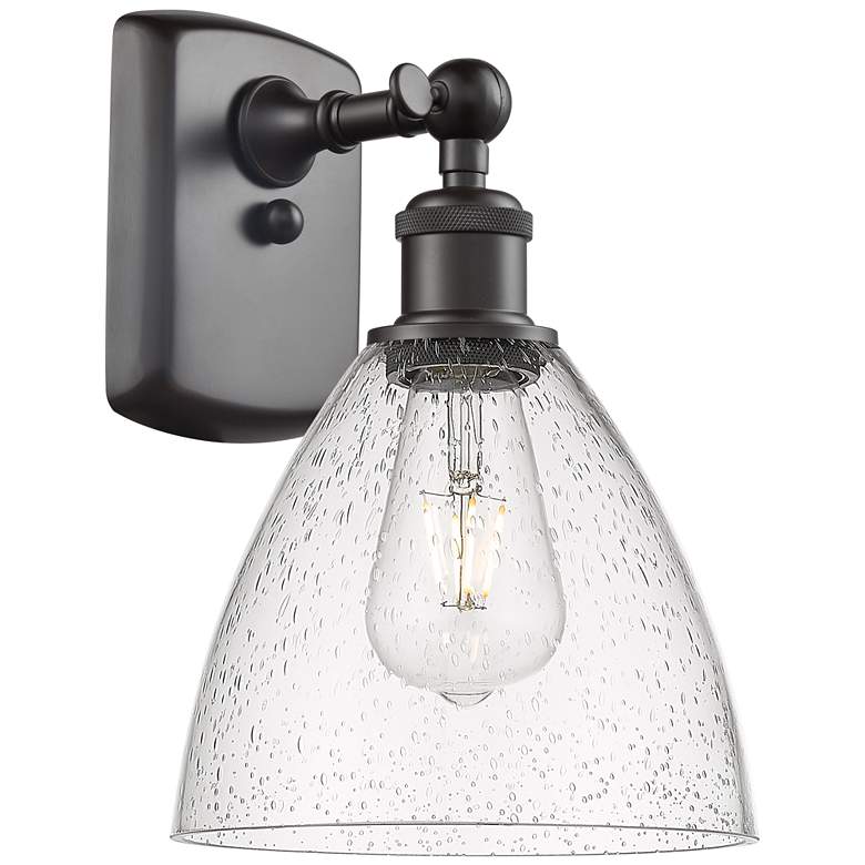 Image 1 Bristol Glass 7.5" 8" Incandescent Sconce - Bronze Finish - Seedy
