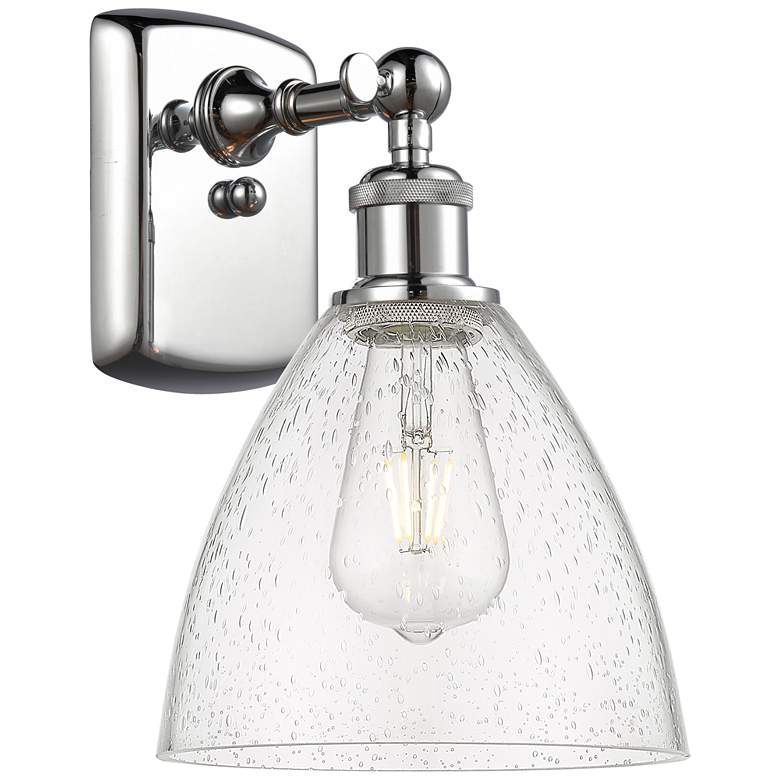 Image 1 Bristol Glass 7.5" 8" Incandescent Sconce - Chrome Finish - Seedy
