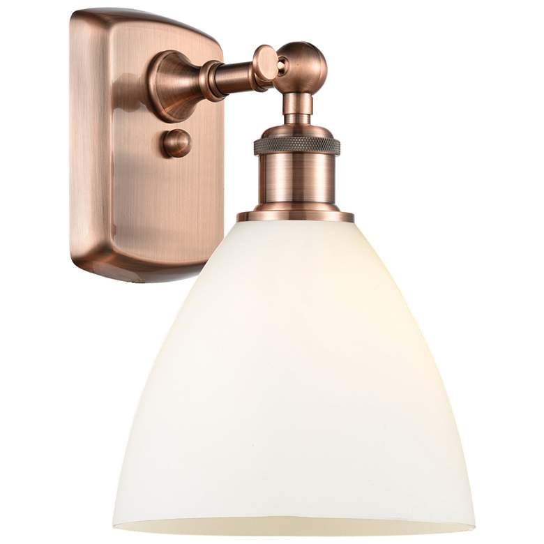 Image 1 Bristol Glass 7.5" 8" Incandescent Sconce - Copper Finish - White